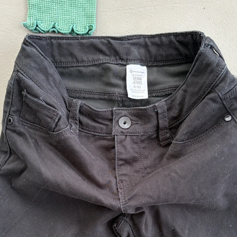 Wonder Nation Green Top and Black Members Mark Leggings Pants Girls 6X